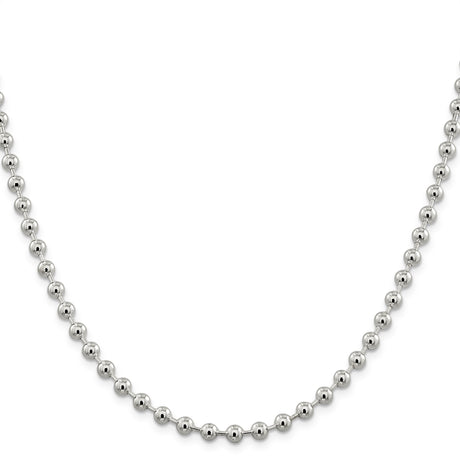 925 White Gold 5 mm Polished Chain Necklace, Solid