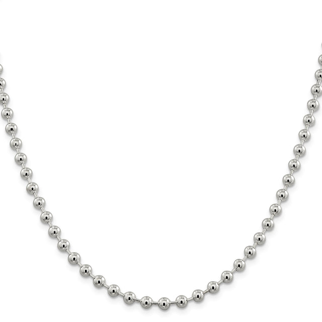 925 White Gold 5 mm Polished Chain Necklace, Solid