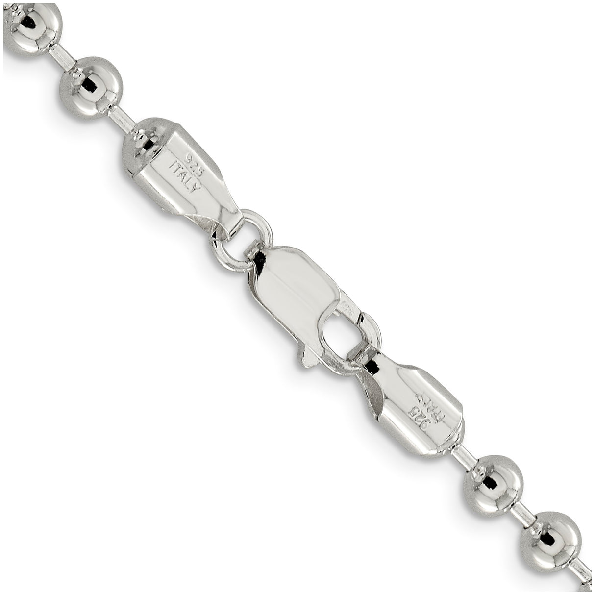 925 White Gold 5 mm Polished Chain Necklace, Solid alternate angle