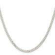925 White Gold 3.15 mm Curb Chain Necklace, Polished