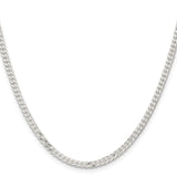 925 White Gold 3.15 mm Curb Chain Necklace, Polished