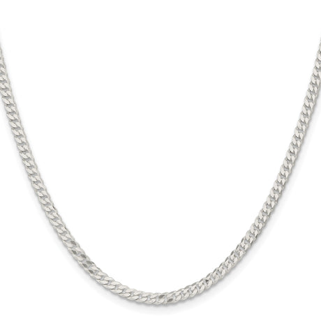 925 White Gold 3.15 mm Curb Chain Necklace, Polished