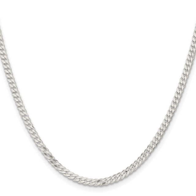 925 White Gold 3.15 mm Curb Chain Necklace, Polished