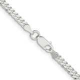 925 White Gold 3.15 mm Curb Chain Necklace, Polished alternate angle