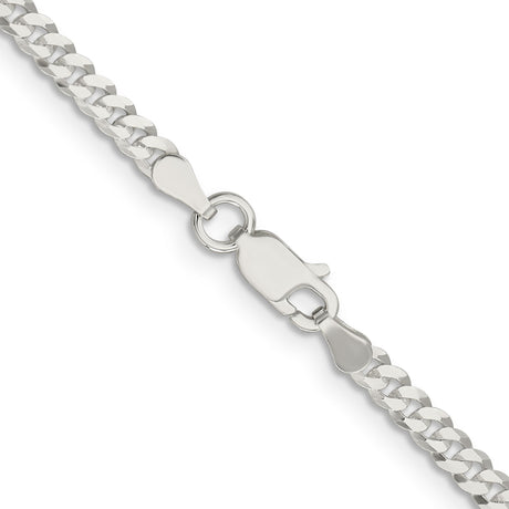 925 White Gold 3.15 mm Curb Chain Necklace, Polished alternate angle