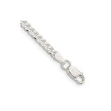 925 White Gold 3.15 mm Curb Chain Bracelet, Polished shown for scale