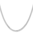 925 White Gold 3.15 mm Curb Chain Necklace, Polished