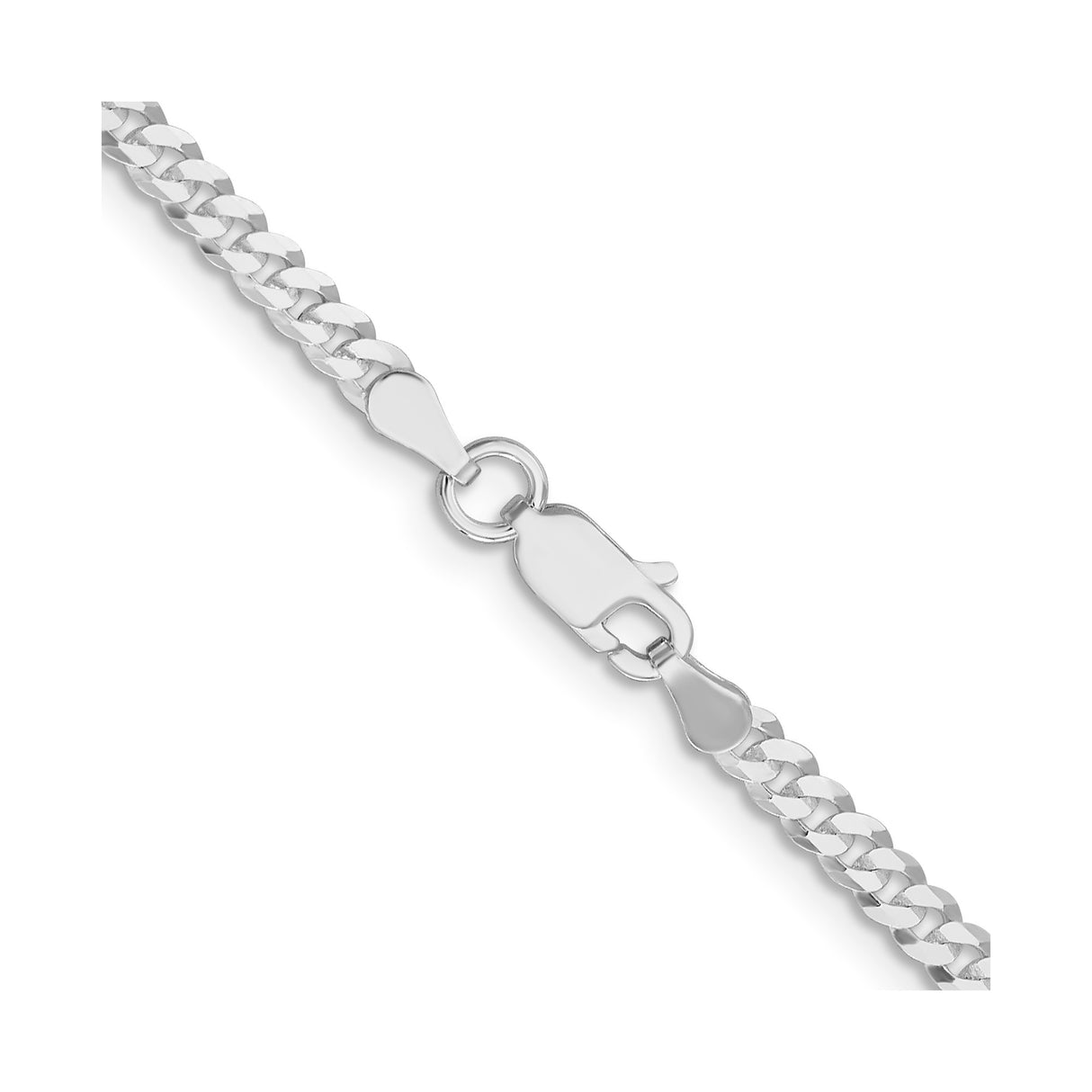 925 White Gold 3.15 mm Curb Chain Necklace, Polished alternate angle