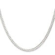 925 White Gold 3.8 mm Curb Chain Necklace, Polished