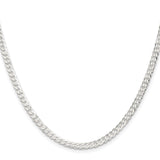 925 White Gold 3.8 mm Curb Chain Necklace, Polished
