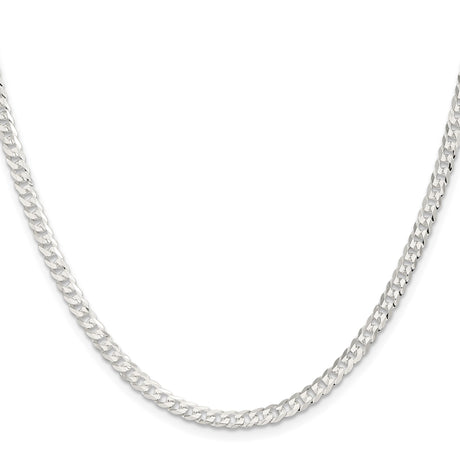 925 White Gold 3.8 mm Curb Chain Necklace, Polished