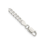925 White Gold 3.8 mm Curb Chain Bracelet, Polished shown for scale