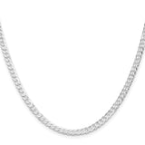 925 White Gold 3.8 mm Curb Chain Necklace, Polished