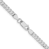 925 White Gold 3.8 mm Curb Chain Necklace, Polished alternate angle