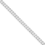 925 White Gold 3.8 mm Curb Chain Necklace, Polished detail view