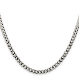 925 White Gold 4.7 mm Curb Chain Necklace, Polished