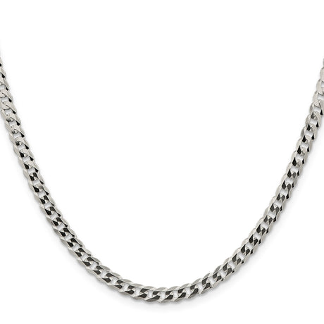 925 White Gold 4.7 mm Curb Chain Necklace, Polished