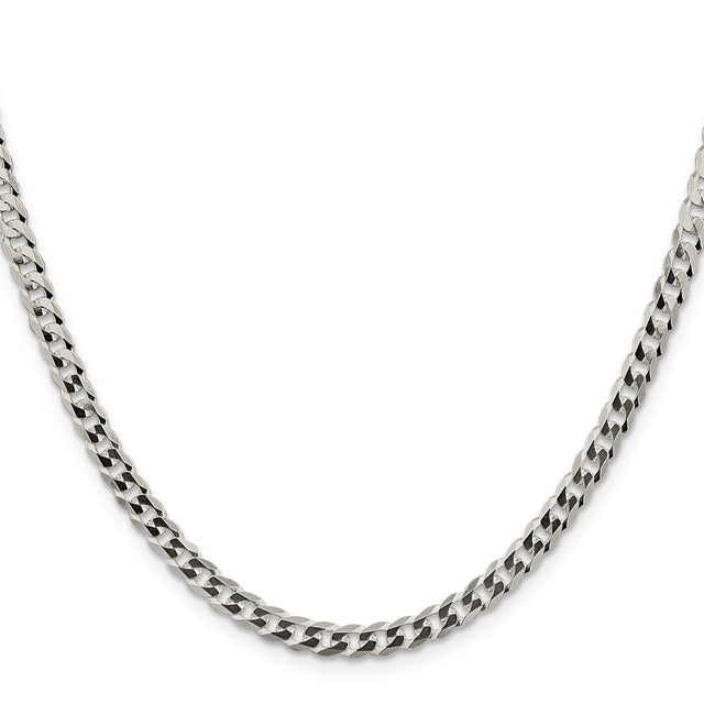 925 White Gold 4.7 mm Curb Chain Necklace, Polished