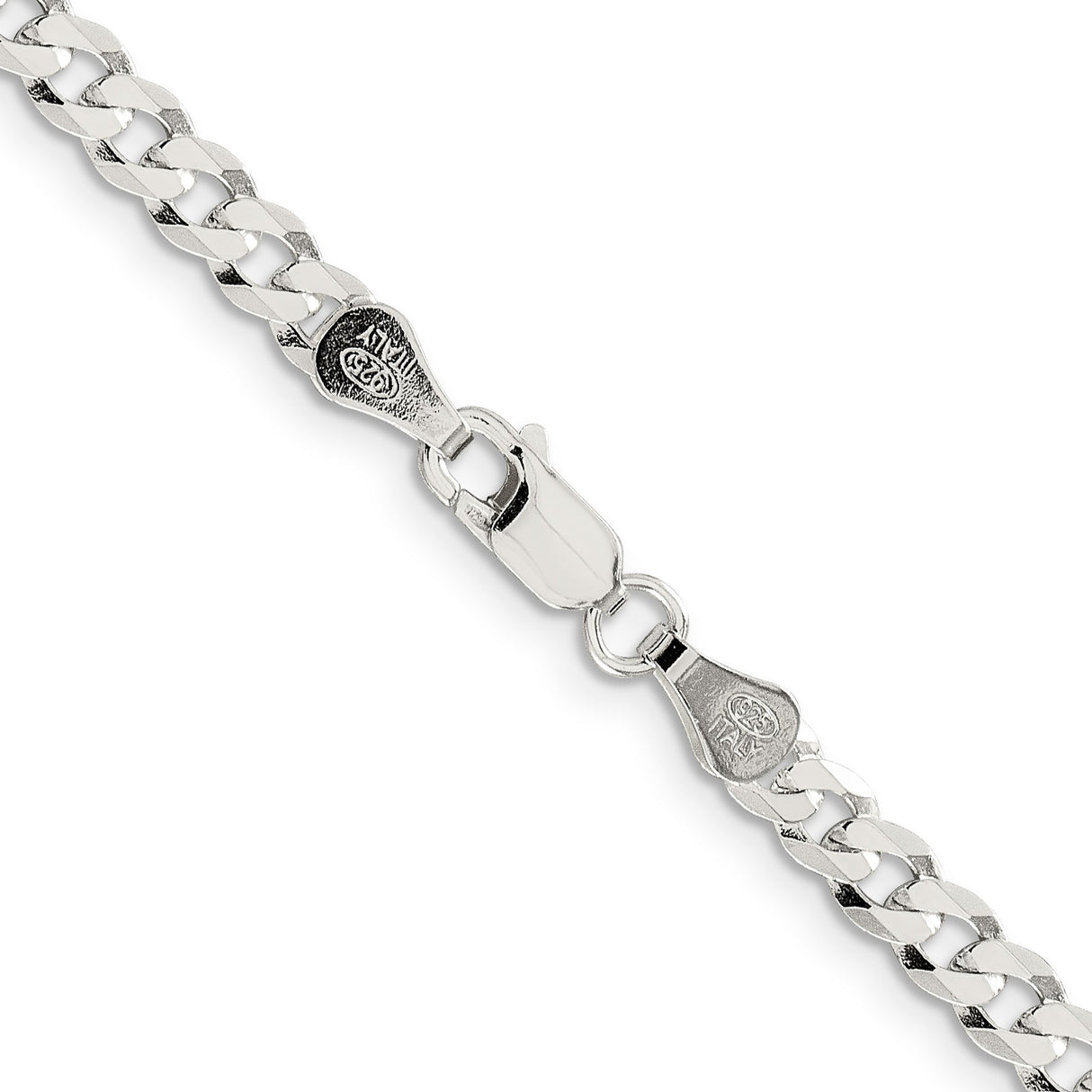 925 White Gold 4.7 mm Curb Chain Necklace, Polished alternate angle