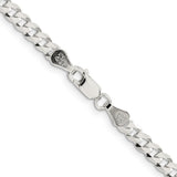 925 White Gold 4.7 mm Curb Chain Necklace, Polished alternate angle