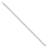 925 White Gold 4.7 mm Curb Chain Anklet, Polished