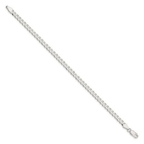 925 White Gold 4.7 mm Curb Chain Anklet, Polished