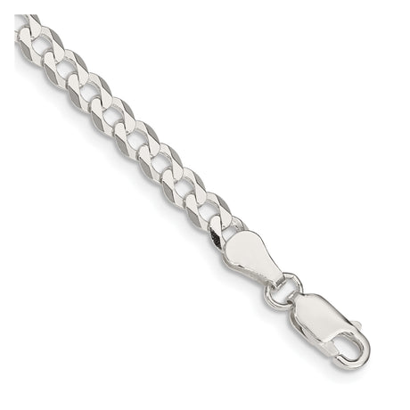 925 White Gold 4.7 mm Curb Chain Bracelet, Polished shown for scale