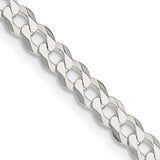 925 White Gold 4.7 mm Curb Chain Necklace, Polished detail view