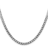 925 White Gold 4.7 mm Curb Chain Necklace, Polished