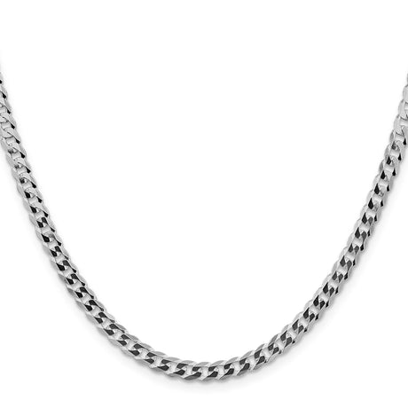 925 White Gold 4.7 mm Curb Chain Necklace, Polished