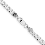 925 White Gold 4.7 mm Curb Chain Necklace, Polished alternate angle