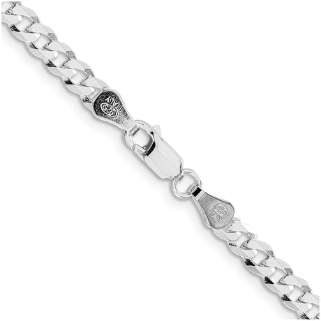925 White Gold 4.7 mm Curb Chain Necklace, Polished alternate angle