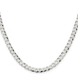 925 White Gold 5.75 mm Curb Chain Necklace, Polished