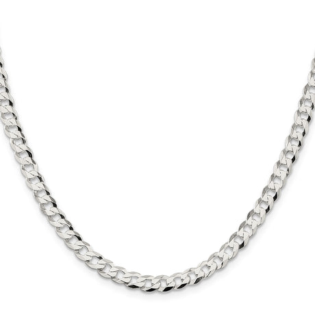 925 White Gold 5.75 mm Curb Chain Necklace, Polished