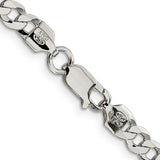 925 White Gold 5.75 mm Curb Chain Necklace, Polished alternate angle