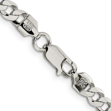 925 White Gold 5.75 mm Curb Chain Necklace, Polished alternate angle