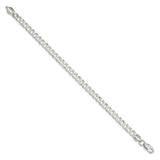 925 White Gold 5.75 mm Curb Chain Anklet, Polished