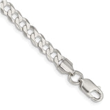 925 White Gold 5.75 mm Curb Chain Anklet, Polished shown for scale