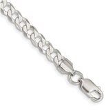 925 White Gold 5.75 mm Curb Chain Bracelet, Polished shown for scale