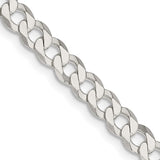 925 White Gold 5.75 mm Curb Chain Necklace, Polished detail view