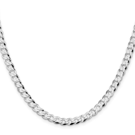 925 White Gold 5.75 mm Curb Chain Necklace, Polished