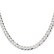 925 White Gold 6.8 mm Curb Chain Necklace, Polished