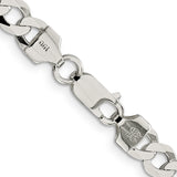 925 White Gold 6.8 mm Curb Chain Necklace, Polished alternate angle