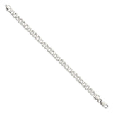 925 White Gold 6.8 mm Curb Chain Anklet, Polished