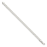 925 White Gold 6.8 mm Curb Chain Bracelet, Polished