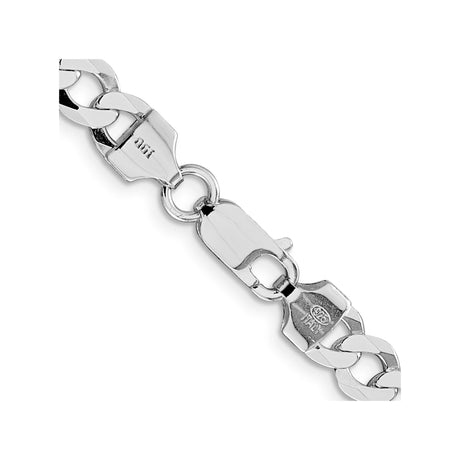 925 White Gold 6.8 mm Curb Chain Necklace, Polished alternate angle