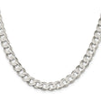 925 White Gold 7.5 mm Curb Chain Necklace, Polished
