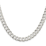 925 White Gold 7.5 mm Curb Chain Necklace, Polished