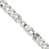 925 White Gold 7.5 mm Curb Chain Necklace, Polished alternate angle