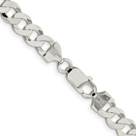 925 White Gold 7.5 mm Curb Chain Necklace, Polished alternate angle